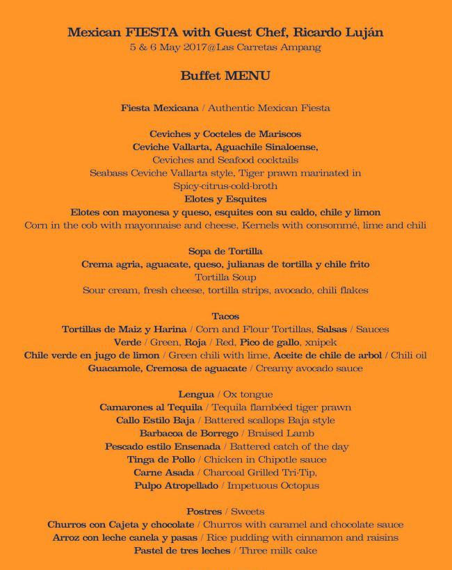 Ampang menu - Cinco de Mayo