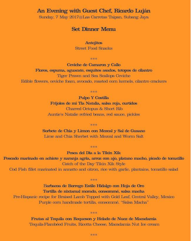 Subang menu - Cinco de Mayo